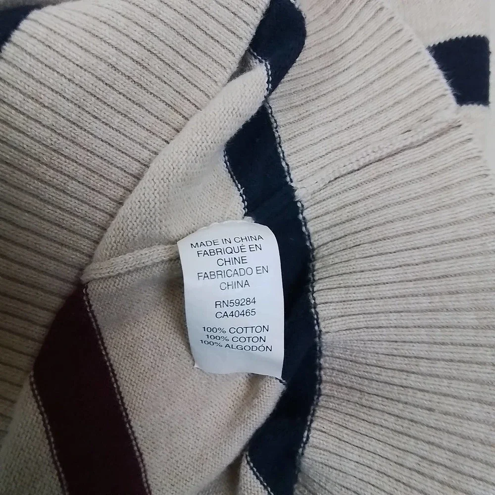Children's Place Cotton Crew Neck Knit Sweater Size Large in‎ Tan w/ Stripes